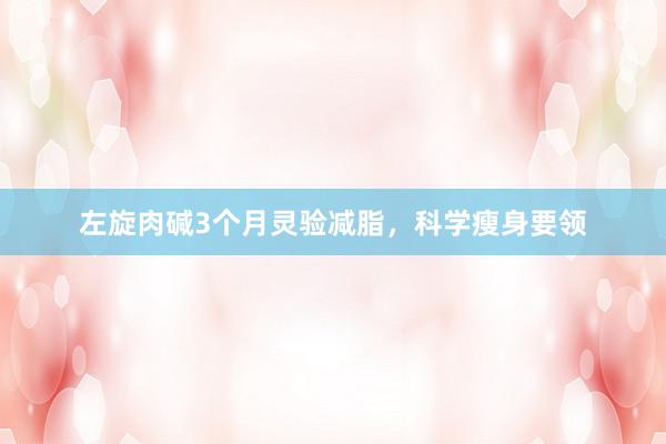 左旋肉碱3个月灵验减脂，科学瘦身要领